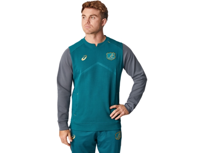 Men's WALLABIES CREW FLEECE Velvet Pine Mens Rugby Union Clothing