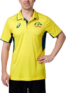 CRICKET AUSTRALIA REPLICA ODI HOME SHIRT Men Vibrant Yellow Mens Short Sleeved Tops ASICS Australia