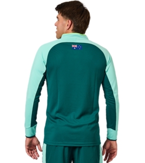 CRICKET AUSTRALIA LONG SLEEVED TRAINING 1/4 ZIP TOP, Everglade 2