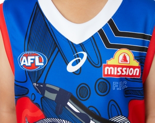 Unisex WESTERN BULLDOGS INDIGENOUS GUERNSEY YOUTH, Electric Blue, Kids  AFL Clothing