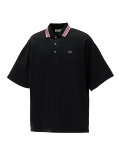 Onitsuka Tiger OVERSIZED POLO SHIRT BLACK/LIGHT PURPLE 2181B049
