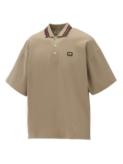 Onitsuka Tiger OVERSIZED POLO SHIRT LIGHT BEIGE/BURGUNDY 2181B049
