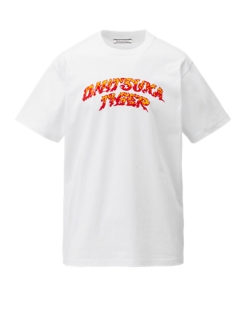 orange white graphic tee