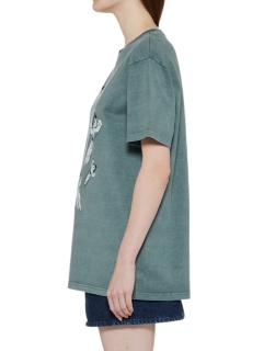 T-SHIRT MET OPDRUK EN VERWASSEN KLEUREN