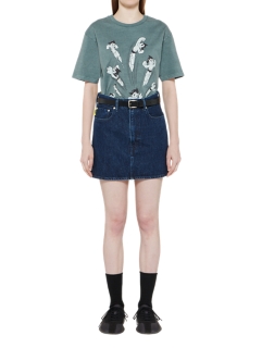 T-SHIRT MET OPDRUK EN VERWASSEN KLEUREN