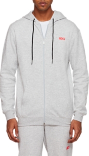 One Point Sweat Full Zip Hoodie Mid Grey Heather Hoodies Sweatshirts ASICS