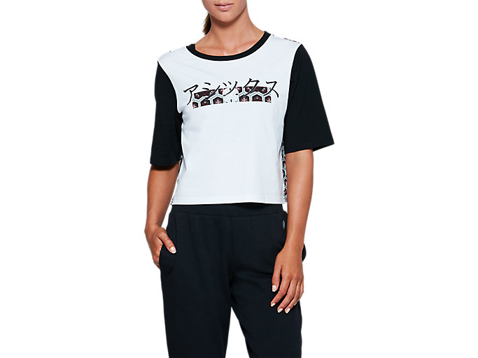 SAMURAI CROPPED TEE | Brilliant White/Sumire Print | T-Shirts & Tops ...