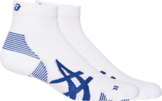 UNISEX 2PPK CUSHION RUN QUARTER SOCK Brilliant White Asics Blue