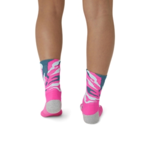 UNISEX COLOR CAMO RUN CREW SOCK, Gloomy Sea/Aquamarine/ Hot Pink, Unisex  Socks