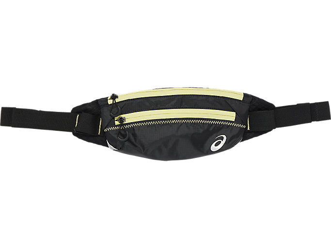 Image 1 of 8 of ユニセックス パフォーマンスブラック×グローイエロー ランニングライトウエストポーチ メンズ スポーツバッグ
