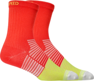 META SPEED SOCKS CREW, Sunrise Red/Safety Yellow