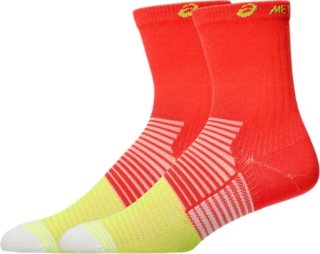 META SPEED SOCKS CREW, Sunrise Red/Safety Yellow