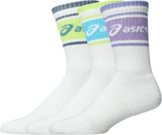 AEG 3 PACK ASICS LOGO CREW SOCK, Illuminate Yellow/Energy Aqua/Fresh Air 2