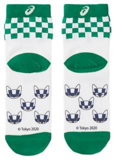 ソックス 東京オリンピックマスコット ホワイト グリーン キッズ ソックス Asics