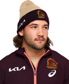 Unisex BRISBANE BRONCOS TRAINING BEANIE, Wood Crepe, Headwear