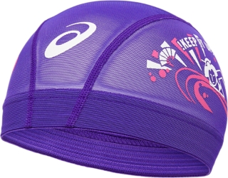 2色プリントメッシュキャップ パープル ホワイト メンズ 水着 Asics
