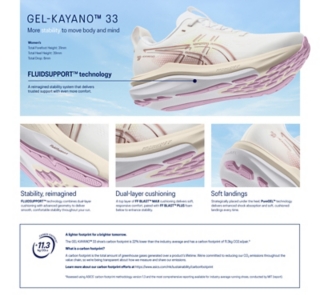 ASICS Womens GEL-KAYANO 33 Tech Sheet