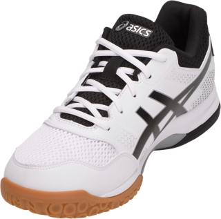 Men s GEL Rocket 8 White Black Silver Volleyball Shoes ASICS