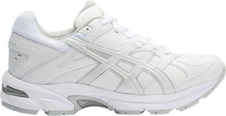 white leather asics