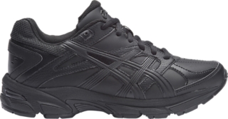 asics black leather walking shoes