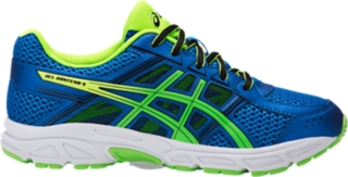 blue and green asics