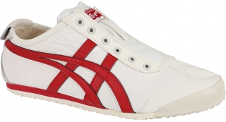 Men S Mexico 66 Slip On Cream Classic Red Shoes Onitsuka Tiger