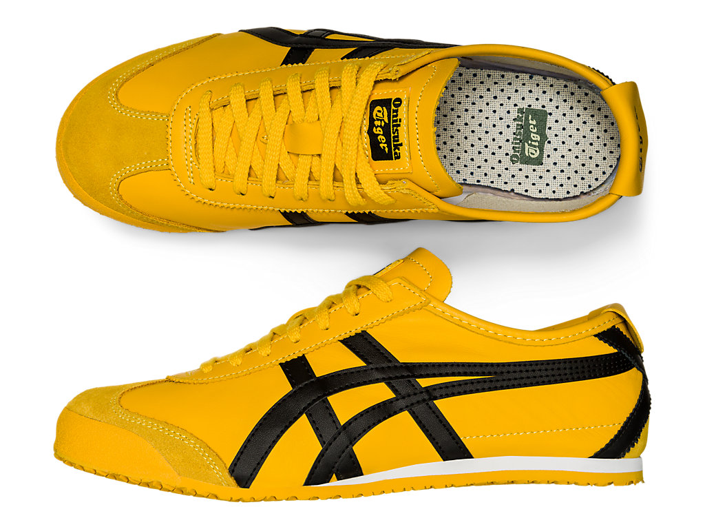 Onitsuka Tiger Mexico 66 Women Leather Yellow Black Trainers Size UK 3-7 