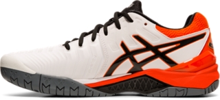 Asics men's gel-resolution 7 on sale tennis shoes white and koi