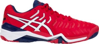 asics red white and blue running shoes