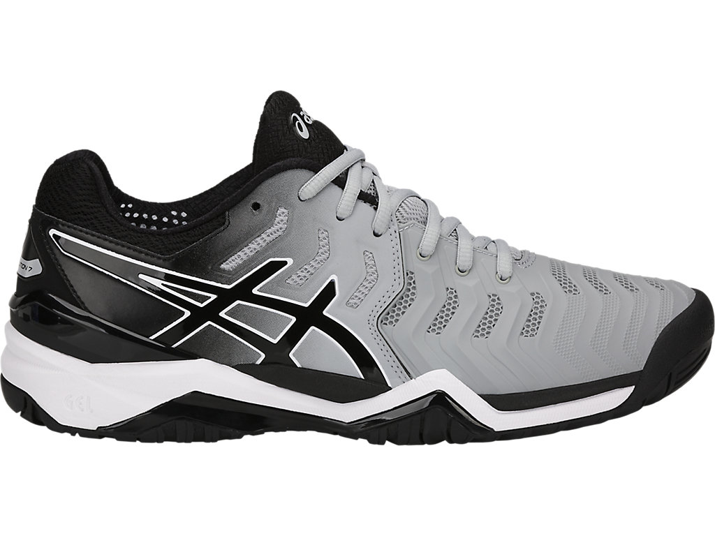 ايبرو Men's GEL-RESOLUTION 7 | Mid Grey/Black/White | Tennis Shoes | ASICS ايبرو