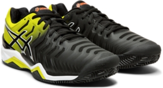 Men s GEL Resolution 7 Clay Court Black Sour Yuzu Tennis Shoes