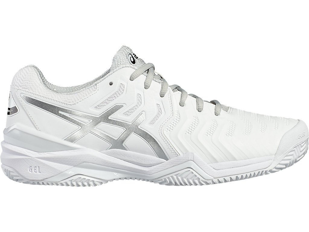 Emptiness Geology Zoom in Men's GEL-Resolution 7 Clay Court | White/Silver | Tennis Shoes | ASICS