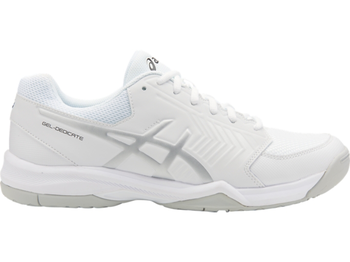 Asics men's gel-dedicate 6 tennis shoes white and silver sale