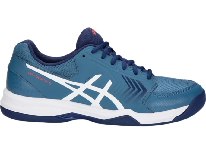 Asics men's gel-dedicate 5 tennis shop shoes illusion blue and silver