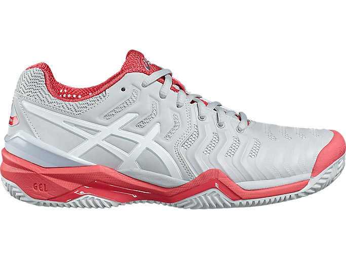 Image 1 of 7 of Women's Glacier Grey/White/Rouge Red GEL-RESOLUTION 7 CLAY Last sizes