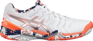 Women's GEL-RESOLUTION 7 L.E. LONDON | WHITE/SILVER/FLASH CORAL | Tennis |  ASICS Outlet