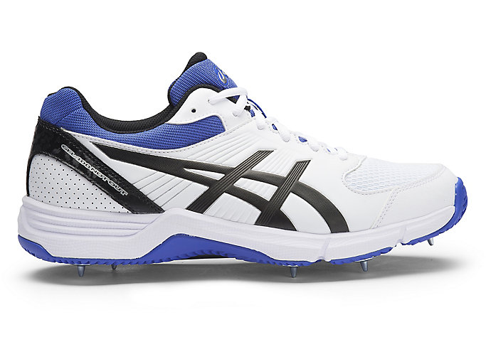 Image 1 of 4 of Men's White/Onyx/Blue GEL 100 NOT OUT Mens Cricket Shoes