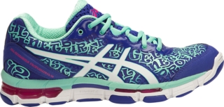 blue asics netball shoes