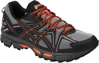 Men s GEL Kahana 8 Black Hot Orange Carbon Trail Running Shoes