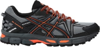 Men s GEL Kahana 8 Black Hot Orange Carbon Trail Running Shoes