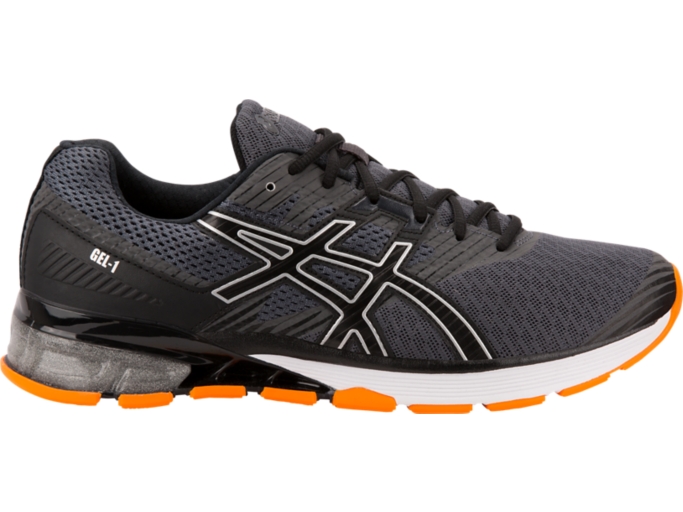 Men s GEL 1 Dark Grey Black Orange Running Shoes ASICS