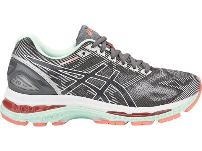 Women's GEL-NIMBUS 19 (D) | Carbon/White/Flash Coral | Running Shoes ASICS