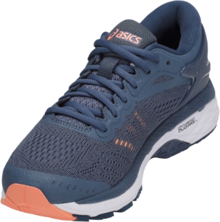 Asics women's gel-kayano 24 shoe outlet - smoke blue/dark blue/cantaloupe