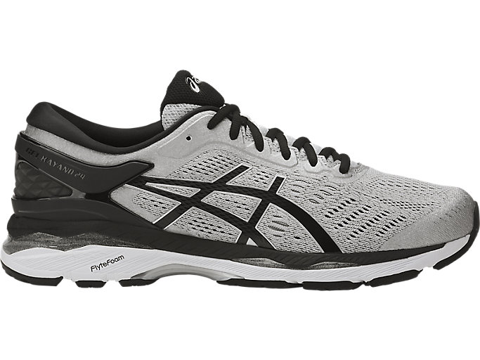 Men's GEL-Kayano 24 (4E) | Silver/Black/Mid Grey | Running Shoes | ASICS